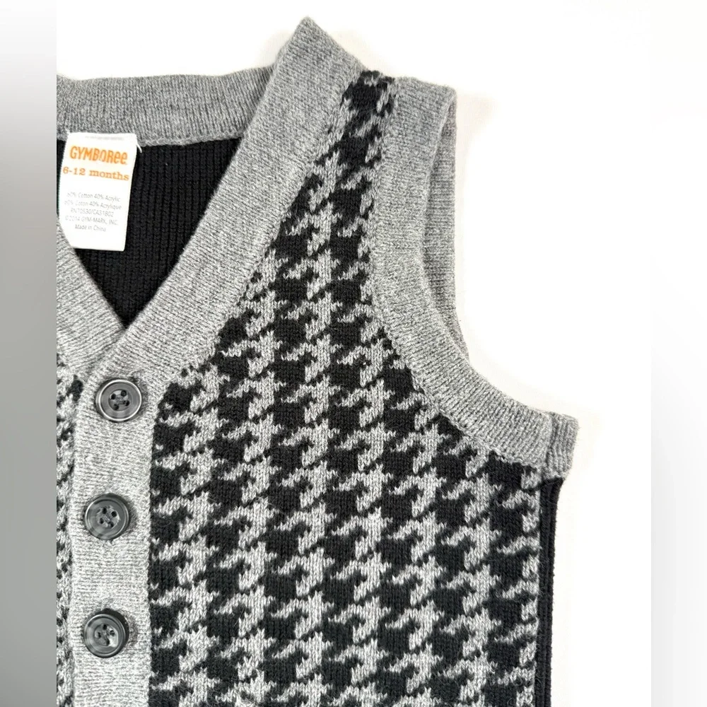 GYMBOREE Baby Boys Sweater Vest 6-12m Dressy Cap Houndstooth Preppy Classic 2014
